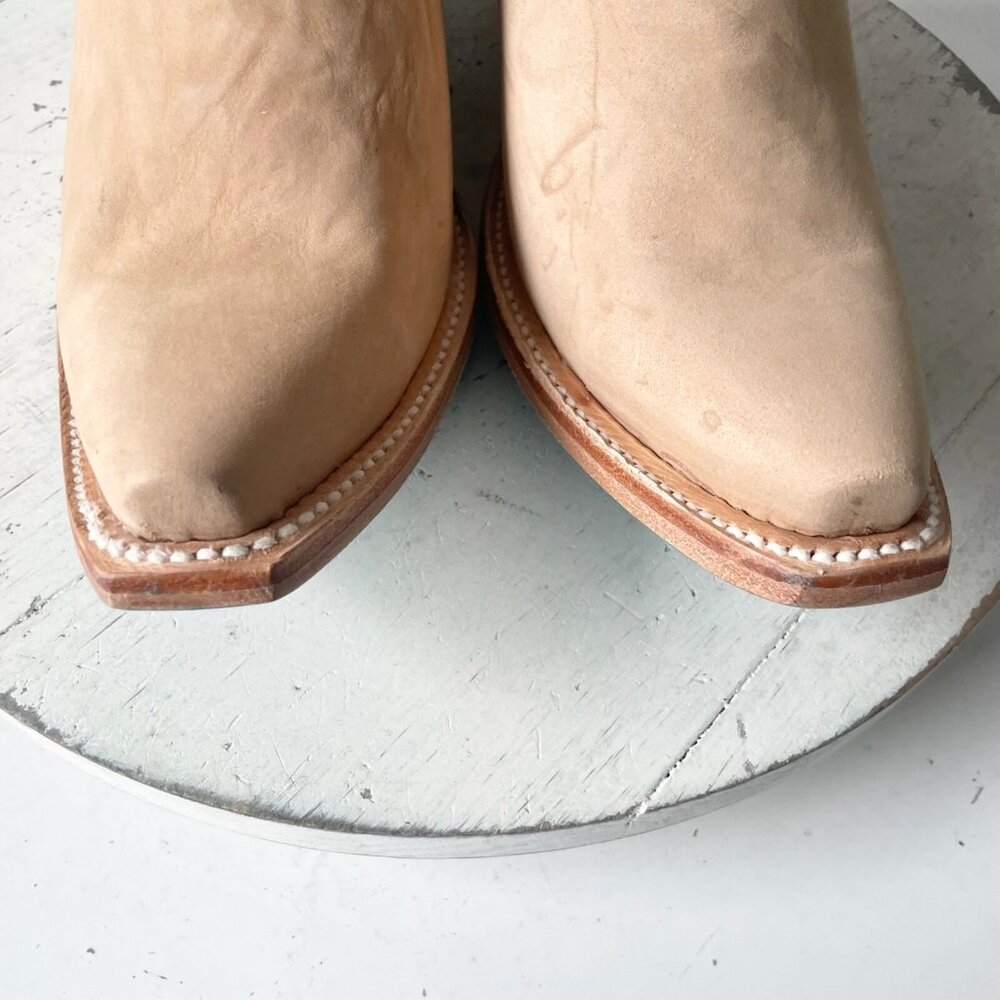 Lane EMMA JANE Womens Cowboy Bootie 8.5 Bone Suede Western Cowgirl Ankle Boots - Picture 8 of 13